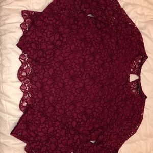 Talula Artizia Burgundy Long-Sleeve Lace Blouse